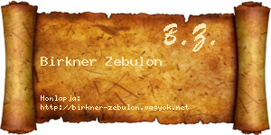 Birkner Zebulon névjegykártya